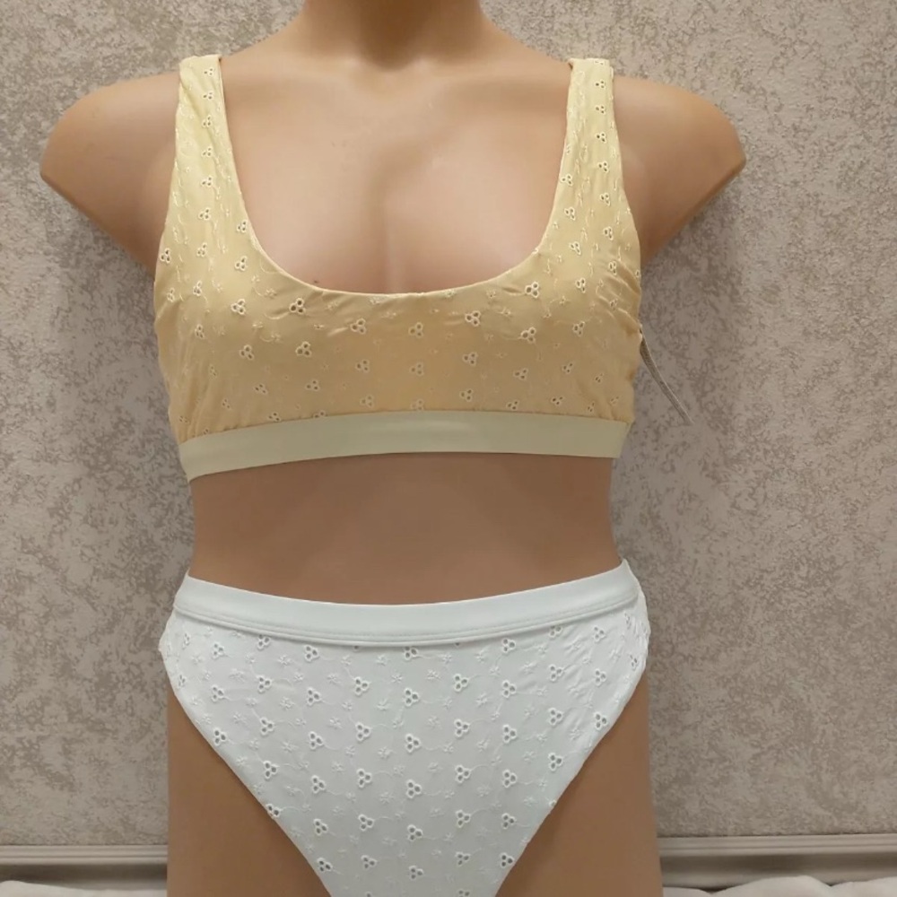 Dippin' Daisy's Yellow and White Embroidered Eyelet Bikini